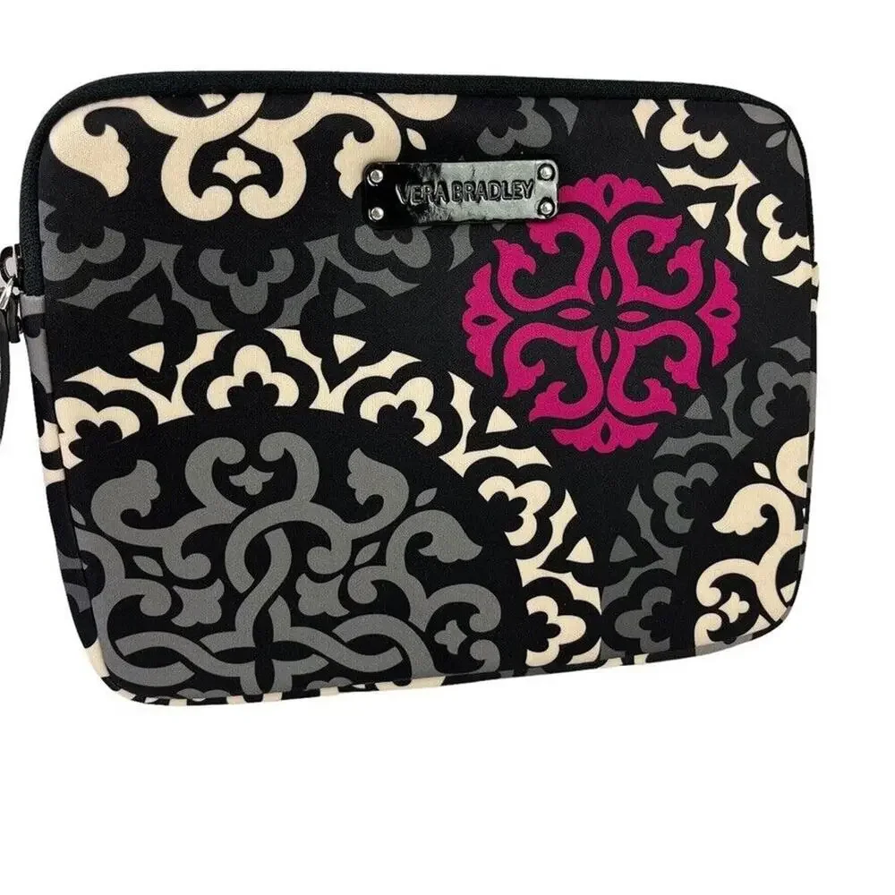 Vera Bradley Canterberry Magenta Black Neoprene Tablet Cover Case Padded 8 x 10